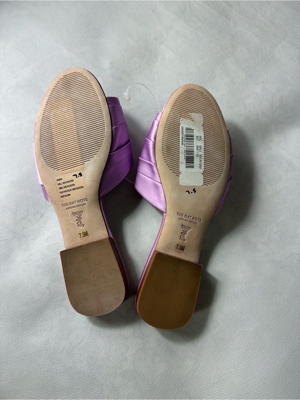 ANTONIO MELANI Lilac Pom-Pom Satin Slide Mules - Picture 10 of 10